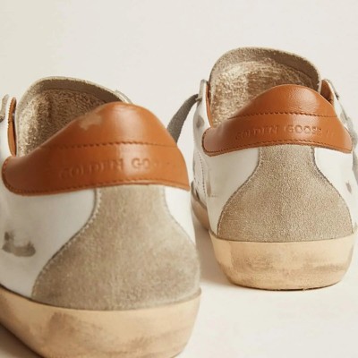 Golden Goose Super-Star Sneakers With Suede Star And Brown Heel Tab Golden Goose Super-Star Sneakers With Suede Star And Brown Heel Tab