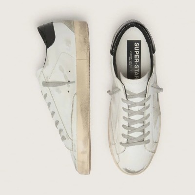 Golden Goose Super-Star With Black Heel Tab And Metal Stud Lettering Golden Goose Super-Star With Black Heel Tab And Metal Stud Lettering