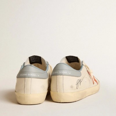 Golden Goose Super-Star With Crocodile-Print Star And Silver-Blue Heel Tab Golden Goose Super-Star With Crocodile-Print Star And Silver-Blue Heel Tab