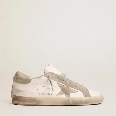 Golden Goose Super-Star With Gray Suede Star And Heel Tab Golden Goose Super-Star With Gray Suede Star And Heel Tab