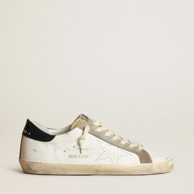 Golden Goose Super-Star With Perforated Star And Blue Heel Tab Golden Goose Super-Star With Perforated Star And Blue Heel Tab