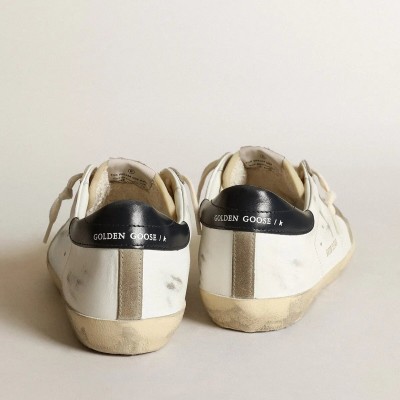 Golden Goose Super-Star With Perforated Star And Blue Heel Tab Golden Goose Super-Star With Perforated Star And Blue Heel Tab