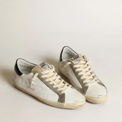 Golden Goose Super-Star With Perforated Star And Blue Heel Tab Golden Goose Super-Star With Perforated Star And Blue Heel Tab