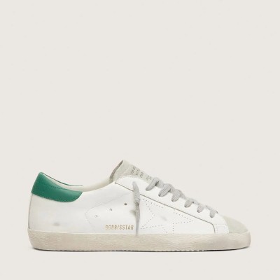Golden Goose Super-Star With Perforated Star And Green Heel Tab Golden Goose Super-Star With Perforated Star And Green Heel Tab