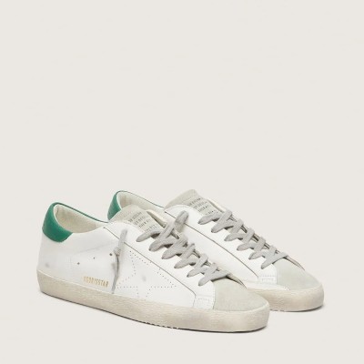 Golden Goose Super-Star With Perforated Star And Green Heel Tab Golden Goose Super-Star With Perforated Star And Green Heel Tab