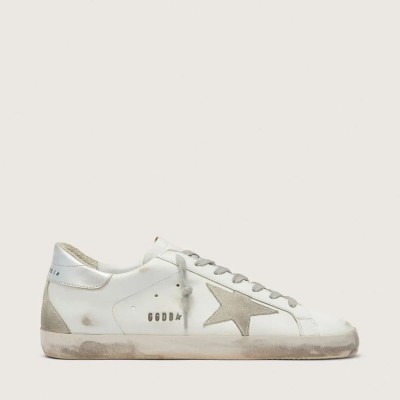 Golden Goose Super-Star With Silver Heel Tab And Lettering Golden Goose Super-Star With Silver Heel Tab And Lettering