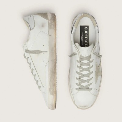 Golden Goose Super-Star With Silver Heel Tab And Lettering Golden Goose Super-Star With Silver Heel Tab And Lettering