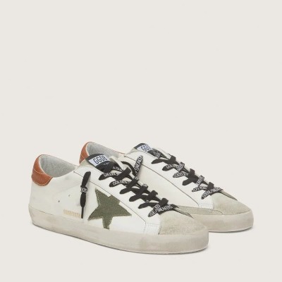 Golden Goose Super-Star With Star In Olive Green Canvas Golden Goose Super-Star With Star In Olive Green Canvas