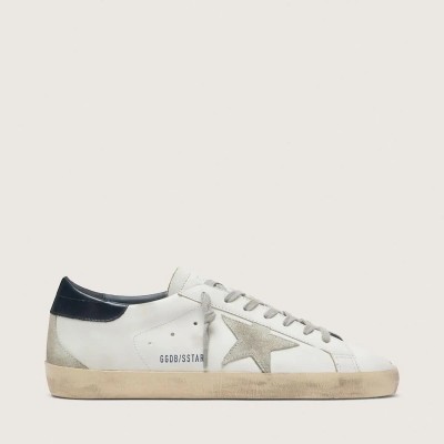 Golden Goose Super-Star With Suede Star And Blue Heel Tab Golden Goose Super-Star With Suede Star And Blue Heel Tab