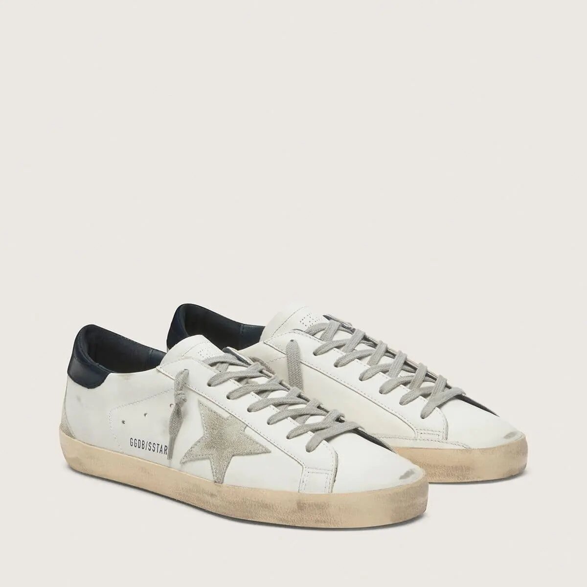 Golden Goose Super-Star With Suede Star And Blue Heel Tab Golden Goose Super-Star With Suede Star And Blue Heel Tab