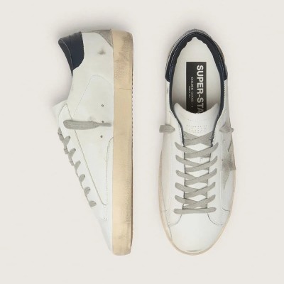 Golden Goose Super-Star With Suede Star And Blue Heel Tab Golden Goose Super-Star With Suede Star And Blue Heel Tab