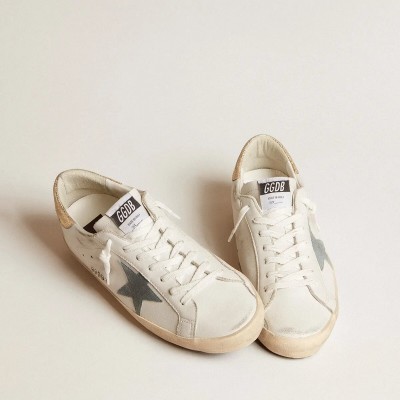 Golden Goose Super-Star With Suede Star And Platinum Snake-Print Leather Heel Tab Golden Goose Super-Star With Suede Star And Platinum Snake-Print Leather Heel Tab