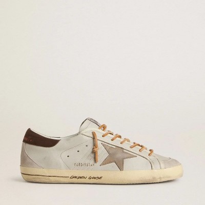 Golden Goose Super-Star With Tobacco-Colored Croc-Print Leather Star And Black Leather Heel Tab Golden Goose Super-Star With Tobacco-Colored Croc-Print Leather Star And Black Leather Heel Tab