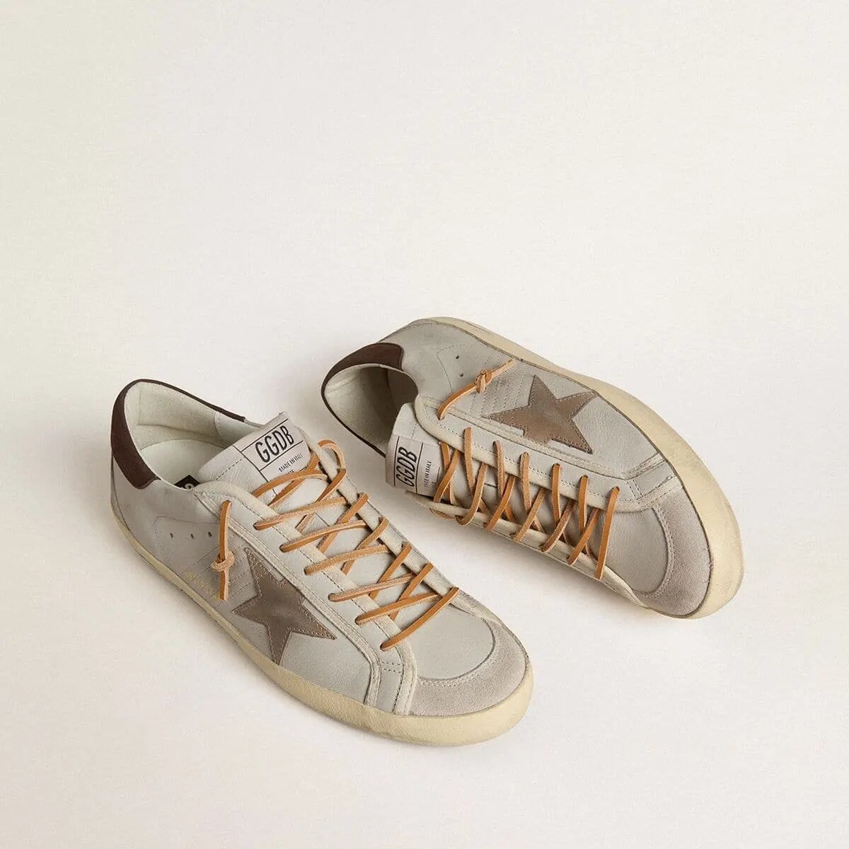 Golden Goose Super-Star With Tobacco-Colored Croc-Print Leather Star And Black Leather Heel Tab Golden Goose Super-Star With Tobacco-Colored Croc-Print Leather Star And Black Leather Heel Tab
