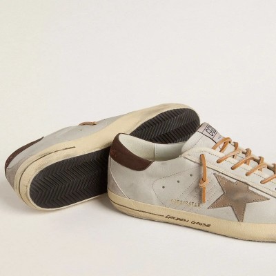 Golden Goose Super-Star With Tobacco-Colored Croc-Print Leather Star And Black Leather Heel Tab Golden Goose Super-Star With Tobacco-Colored Croc-Print Leather Star And Black Leather Heel Tab