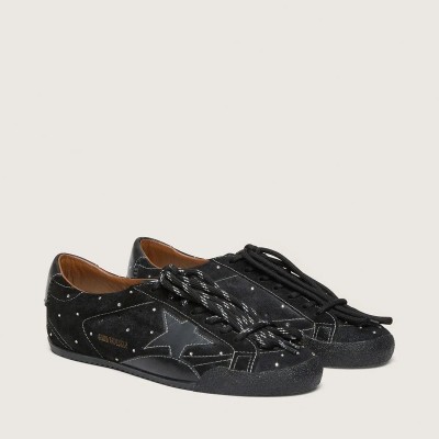 Golden Goose True-Star In Black Suede With Swarovski Crystals And Black Leather Star Golden Goose True-Star In Black Suede With Swarovski Crystals And Black Leather Star