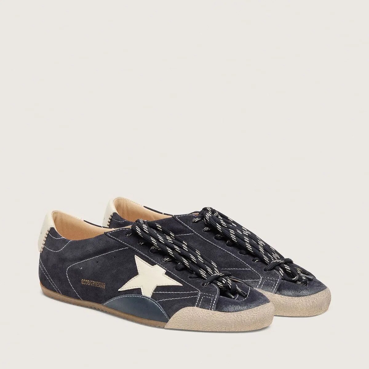 Golden Goose True-Star In Dark Blue Suede With White Nappa Leather Star And Heel Tab Golden Goose True-Star In Dark Blue Suede With White Nappa Leather Star And Heel Tab