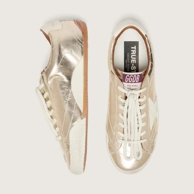 Golden Goose True-Star In Metallic Platinum Leather With Light Gray Suede Star Golden Goose True-Star In Metallic Platinum Leather With Light Gray Suede Star