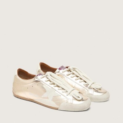 Golden Goose True-Star In Metallic Platinum Leather With Light Gray Suede Star Golden Goose True-Star In Metallic Platinum Leather With Light Gray Suede Star