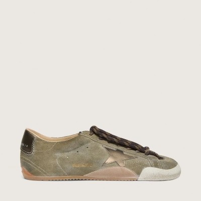 Golden Goose True-Star In Olive Suede With Gold Star Golden Goose True-Star In Olive Suede With Gold Star