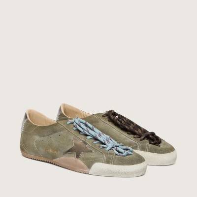 Golden Goose True-Star In Olive Suede With Gold Star Golden Goose True-Star In Olive Suede With Gold Star