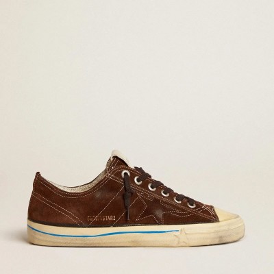 Golden Goose V-Star Ltd Sneakers In Dark Brown Suede With Tone-On-Tone Star Golden Goose V-Star Ltd Sneakers In Dark Brown Suede With Tone-On-Tone Star