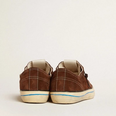 Golden Goose V-Star Ltd Sneakers In Dark Brown Suede With Tone-On-Tone Star Golden Goose V-Star Ltd Sneakers In Dark Brown Suede With Tone-On-Tone Star