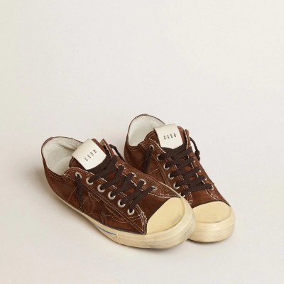 Golden Goose V-Star Ltd Sneakers In Dark Brown Suede With Tone-On-Tone Star Golden Goose V-Star Ltd Sneakers In Dark Brown Suede With Tone-On-Tone Star