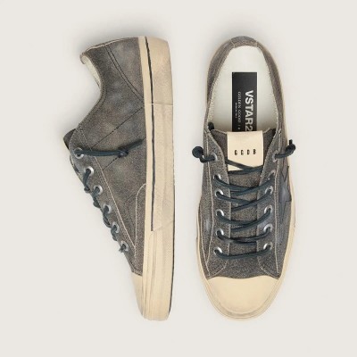 Golden Goose V-Star In Black Suede With Black Leather Star Golden Goose V-Star In Black Suede With Black Leather Star