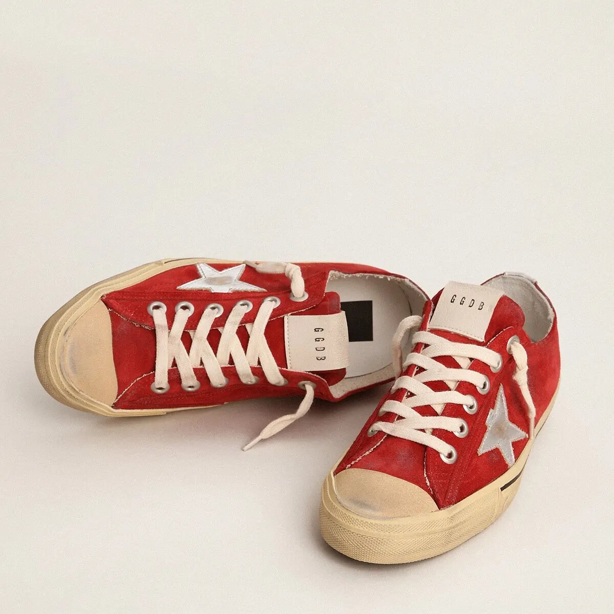 Golden Goose V-Star In Dark Red Suede With Silver Star And Heel Tab Golden Goose V-Star In Dark Red Suede With Silver Star And Heel Tab