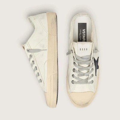 Golden Goose V-Star In Nappa Leather With Black Nubuck Leather Star Golden Goose V-Star In Nappa Leather With Black Nubuck Leather Star