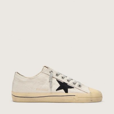 Golden Goose V-Star With Black Suede Star And Embroidered Lettering Golden Goose V-Star With Black Suede Star And Embroidered Lettering