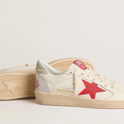 Golden Goose Valentine'S Day Ball Star With Red Leather Star And Red Swarovski Lettering Golden Goose Valentine'S Day Ball Star With Red Leather Star And Red Swarovski Lettering