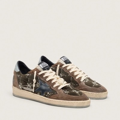 Golden Goose Ball Star Lab In Brown MatelassÉ Velvet With Rhinestones And Black Leather Star Golden Goose Ball Star Lab In Brown MatelassÉ Velvet With Rhinestones And Black Leather Star