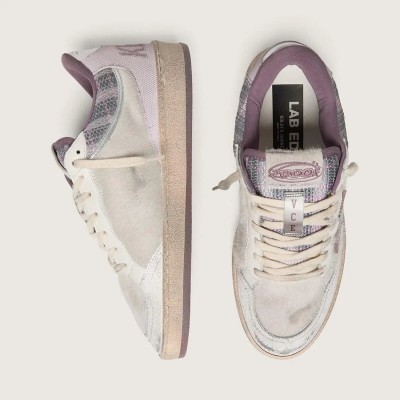 Golden Goose Ball Star Lab In White Nylon And Pony Skin With Silver Star And Lilac Inserts Golden Goose Ball Star Lab In White Nylon And Pony Skin With Silver Star And Lilac Inserts
