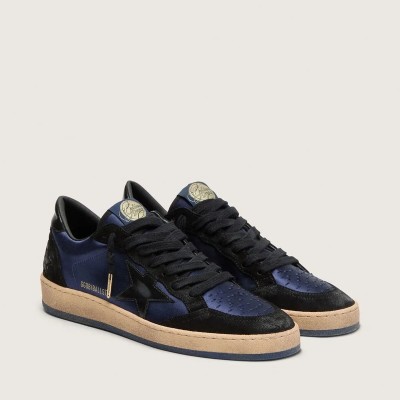 Golden Goose Ball Star Ltd In Dark Blue And Black Suede With Black Star Golden Goose Ball Star Ltd In Dark Blue And Black Suede With Black Star