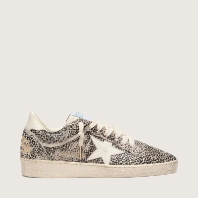 Golden Goose Ball Star Ltd In Leopard Pony Skin With Cream Leather Star Golden Goose Ball Star Ltd In Leopard Pony Skin With Cream Leather Star