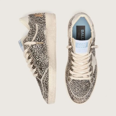 Golden Goose Ball Star Ltd In Leopard Pony Skin With Cream Leather Star Golden Goose Ball Star Ltd In Leopard Pony Skin With Cream Leather Star