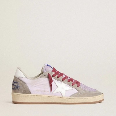 Golden Goose Ball Star Ltd In Lilac Nylon With White Leather Star And Suede Inserts Golden Goose Ball Star Ltd In Lilac Nylon With White Leather Star And Suede Inserts
