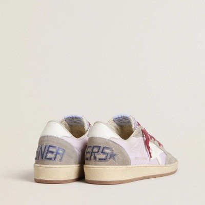 Golden Goose Ball Star Ltd In Lilac Nylon With White Leather Star And Suede Inserts Golden Goose Ball Star Ltd In Lilac Nylon With White Leather Star And Suede Inserts