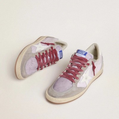 Golden Goose Ball Star Ltd In Lilac Nylon With White Leather Star And Suede Inserts Golden Goose Ball Star Ltd In Lilac Nylon With White Leather Star And Suede Inserts