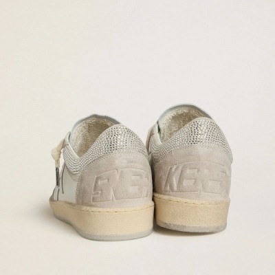 Golden Goose Ball Star Ltd In Nappa Leather And Suede With Silver Leather Star And Swarovski Crystals