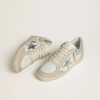 Golden Goose Ball Star Ltd In Nappa Leather And Suede With Silver Leather Star And Swarovski Crystals Golden Goose Ball Star Ltd In Nappa Leather And Suede With Silver Leather Star And Swarovski Crystals
