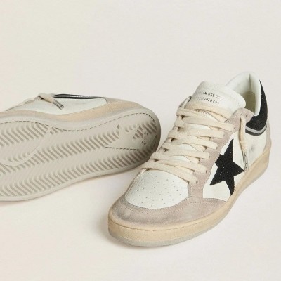 Golden Goose Ball Star Ltd In Nappa With Black Crystal Star And Beige Suede Inserts Golden Goose Ball Star Ltd In Nappa With Black Crystal Star And Beige Suede Inserts