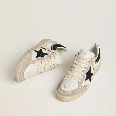 Golden Goose Ball Star Ltd In Nappa With Black Crystal Star And Beige Suede Inserts Golden Goose Ball Star Ltd In Nappa With Black Crystal Star And Beige Suede Inserts