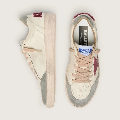 Golden Goose Ball Star Ltd In Nappa With Leather Star And Silver Suede Heel Tab Golden Goose Ball Star Ltd In Nappa With Leather Star And Silver Suede Heel Tab