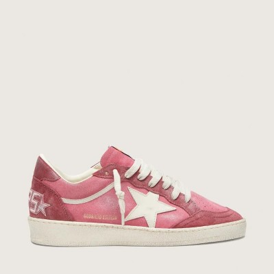 Golden Goose Ball Star Ltd In Pink Suede With Cream Leather Star And Red Suede Inserts Golden Goose Ball Star Ltd In Pink Suede With Cream Leather Star And Red Suede Inserts