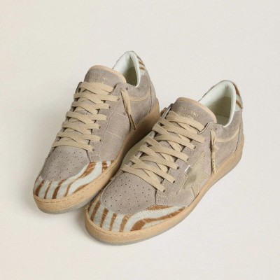 Golden Goose Ball Star Ltd In Suede With Metallic Leather Star And Zebra Pony Skin Heel Tab Golden Goose Ball Star Ltd In Suede With Metallic Leather Star And Zebra Pony Skin Heel Tab
