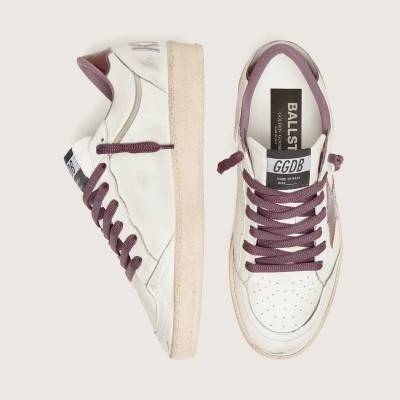 Golden Goose Ball Star Ltd In White Leather With Burgundy Leather Star Golden Goose Ball Star Ltd In White Leather With Burgundy Leather Star