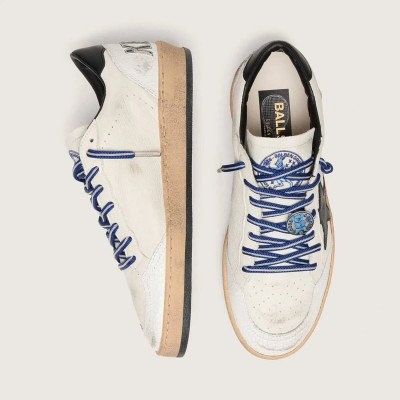 Golden Goose Ball Star Ltd In White Nappa Leather With Black Leather Star And Heel Tab Golden Goose Ball Star Ltd In White Nappa Leather With Black Leather Star And Heel Tab